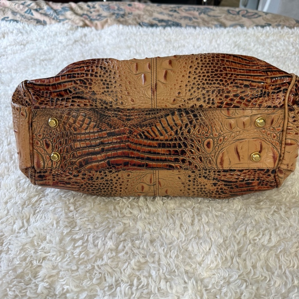 BRAHMIN Melbourne Elisa Toasted Croc Satchel Bag Purse & Wallet - Picture 5 of 16